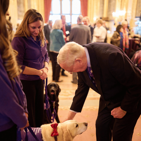 The Duke of Gloucester greeting members of the Canine Partners Dog Ambassador Team at the Windsor Castle event