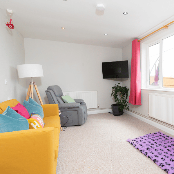 Living room inside the accessible accommodation at the National Training Centre