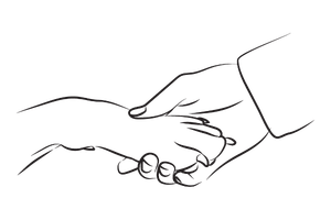 Illustration of hand and paw holding each other