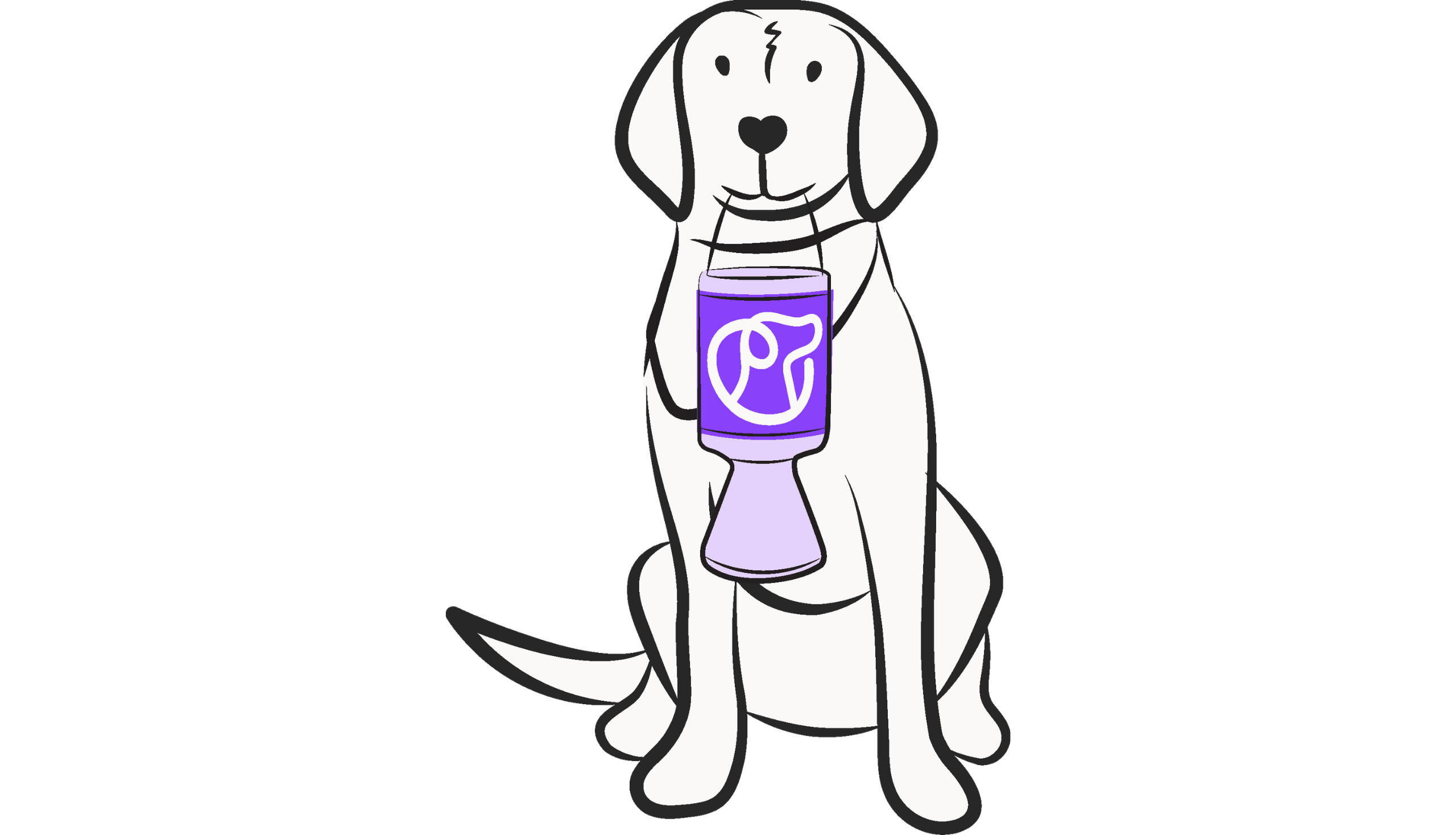 Illustration of dog holding collection Tin pot in its mouth